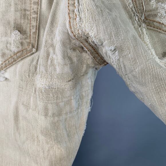 DRKSHDW Size 31 Grey Twill Cotton Tapered Slim Distressed Button Fly Jeans - Picture 5 of 7